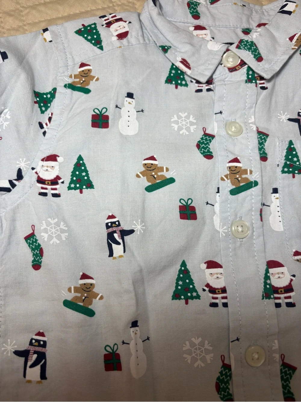 Children’s Place 18-24M Boys Holiday Print Button-Up Shirt